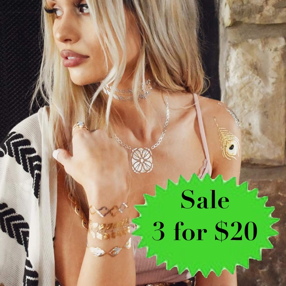 Urban outfitters flash metallic temporary tattoos skin jewelry gold bracelet NEW